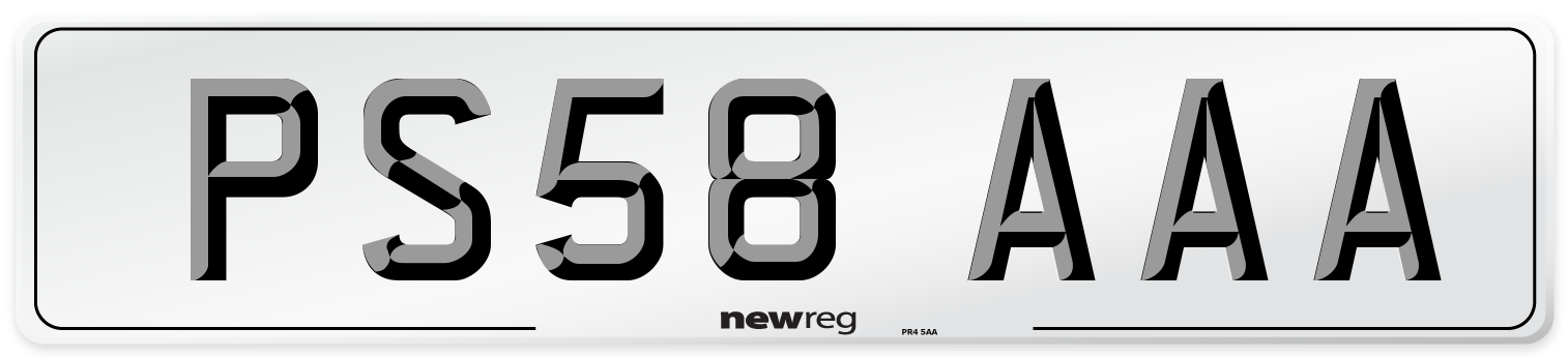 PS58 AAA Number Plate from New Reg